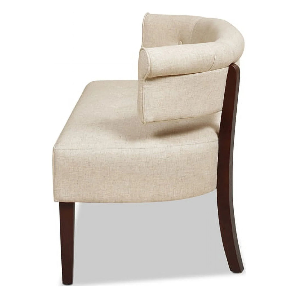Jennifer Taylor Home Jared Roll Arm Tufted Polyester Fabric Bench, Sky Neutral Beige