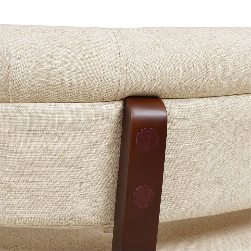 Jennifer Taylor Home Jared Roll Arm Tufted Polyester Fabric Bench, Sky Neutral Beige