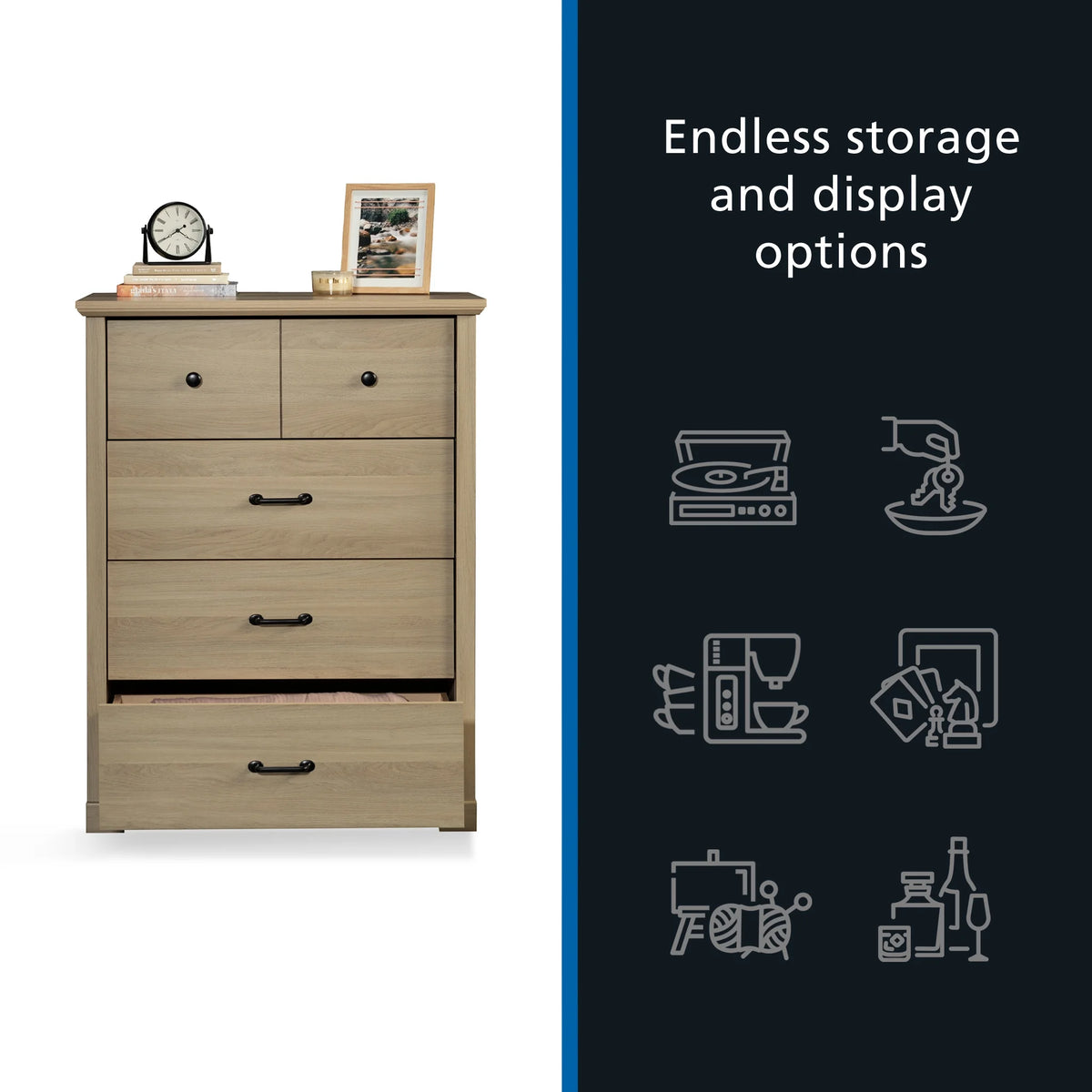 Mainstays Harrington 4 Drawer Dresser, Washed Oak Finish