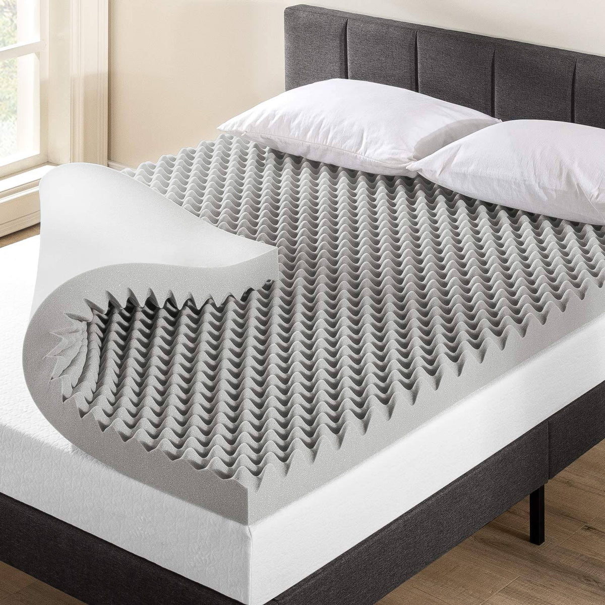 Mellow 4 inch Egg Crate Memory Foam Mattress Topper with Infusion, Twin