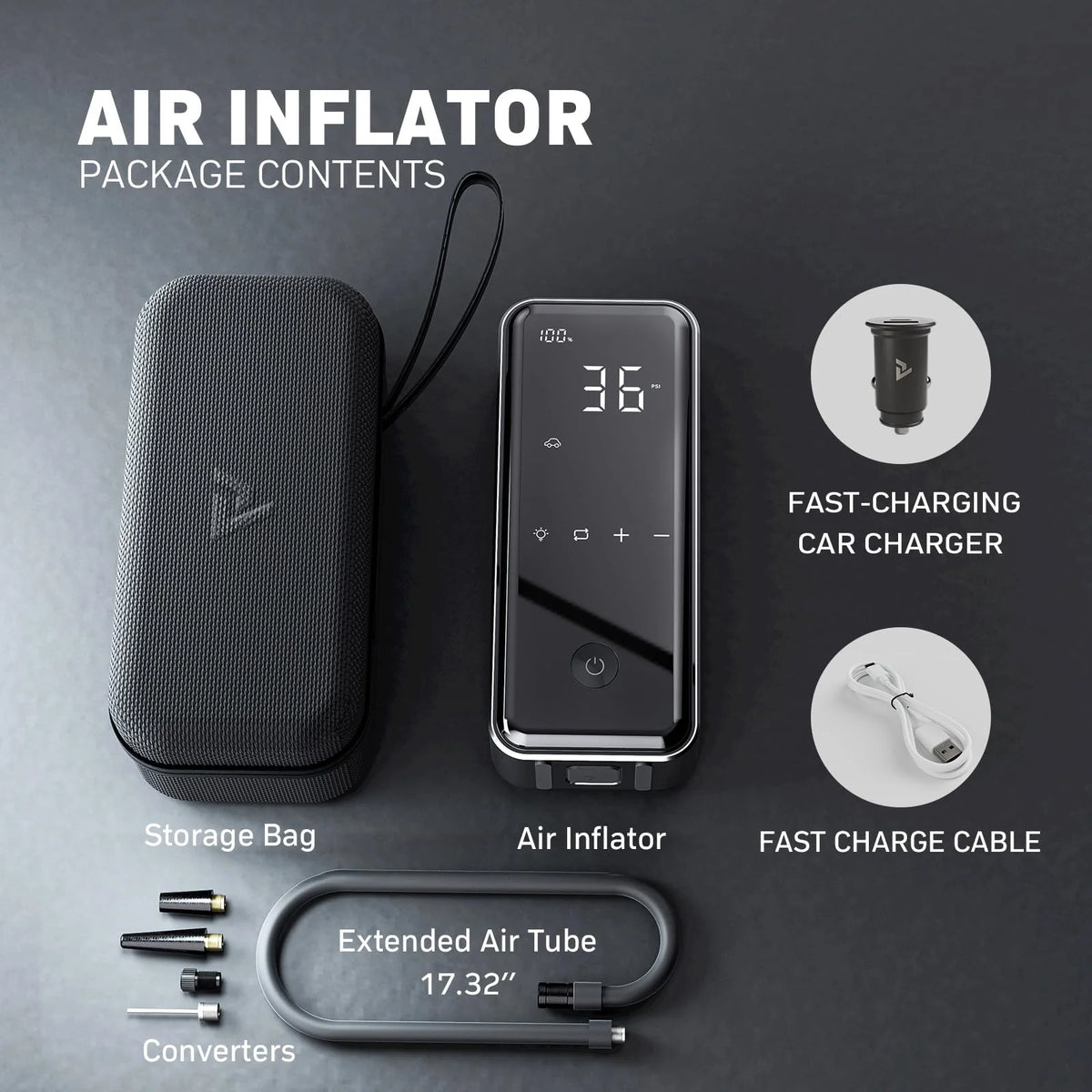 DENVIX Tire Inflator. 2X Faster Cordless Electric Air Pump