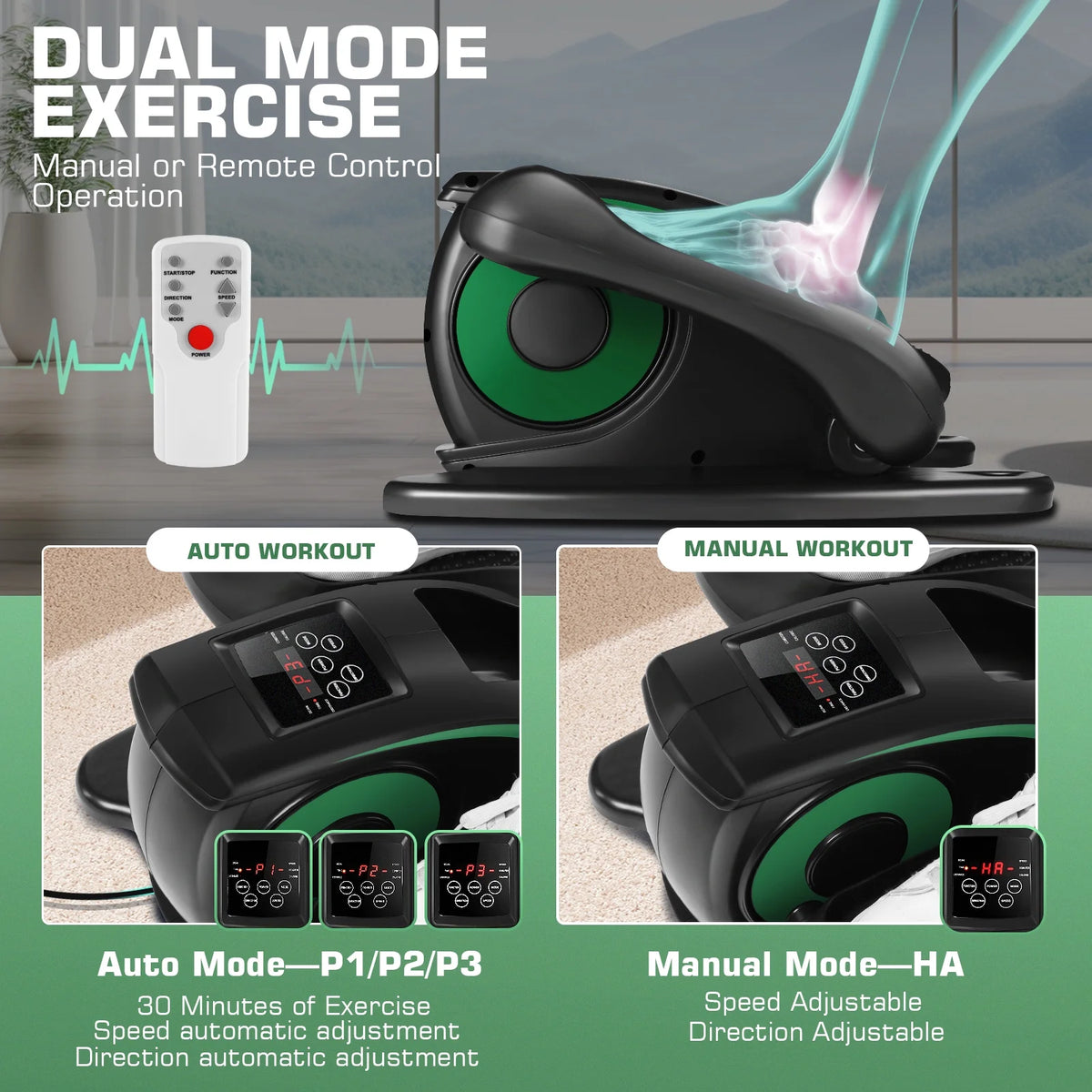 Elliptical Machine, Under Desk Elliptical with Remote Control, Quiet Home Ellipse Exerciser for Seniors