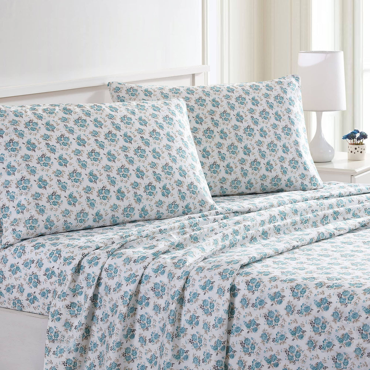 Modern Threads Printed 4 Piece Sheet Set, Forever Roses, King