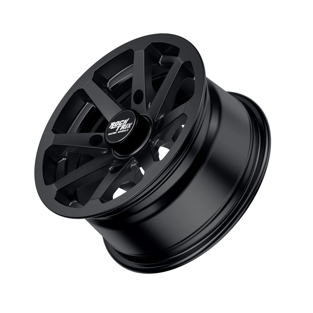 Rocktrix RT102 4pc 14in ATV Wheels 4x110 Rims 14x7, 5+2 Offset, Includes 10x1.25 Lug Nuts - Compatible with IRS Honda Kawasaki Yamaha Rubicon Rincon Brute Force Kodiak Grizzly Rhino 4/110 (Set of 4)