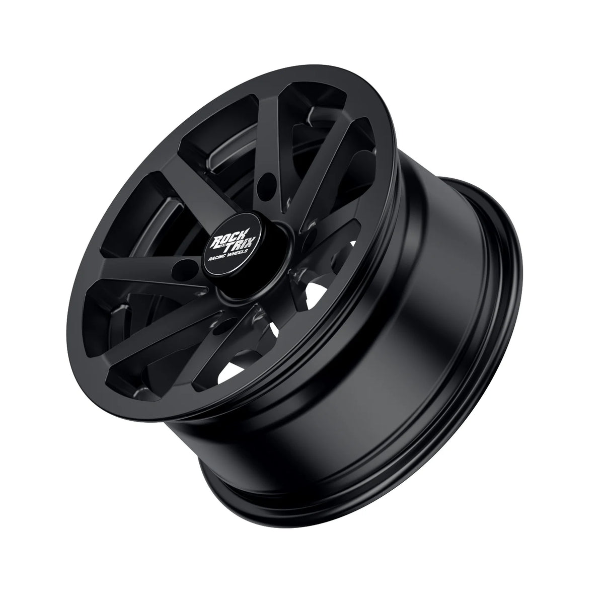 Rocktrix RT102 4pc 14in ATV Wheels 4x110 Rims 14x7, 5+2 Offset, Includes 10x1.25 Lug Nuts - Compatible with IRS Honda Kawasaki Yamaha Rubicon Rincon Brute Force Kodiak Grizzly Rhino 4/110 (Set of 4)
