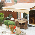 Xtremepowerus 10'x8' Manual Retractable Patio Awning Outdoor Sun Shade Canopy, Tan