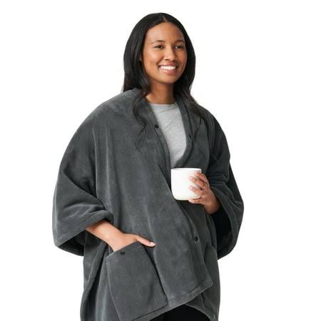 Sunbeam On-The-Go Cordless Heated Throw, Slate Microplush, 50 inch x 60 inch, 4 Heat Settings, Fast Heating, Embedded Control, Machine Washable, Great