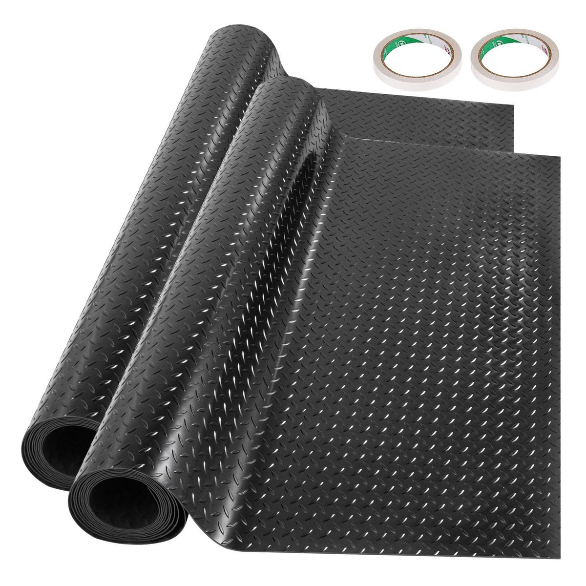 VEVOR 2 Rolls 14.7x3.6ft Garage Floor Mat Anti-Slip Floor Protector Covering Mats Black