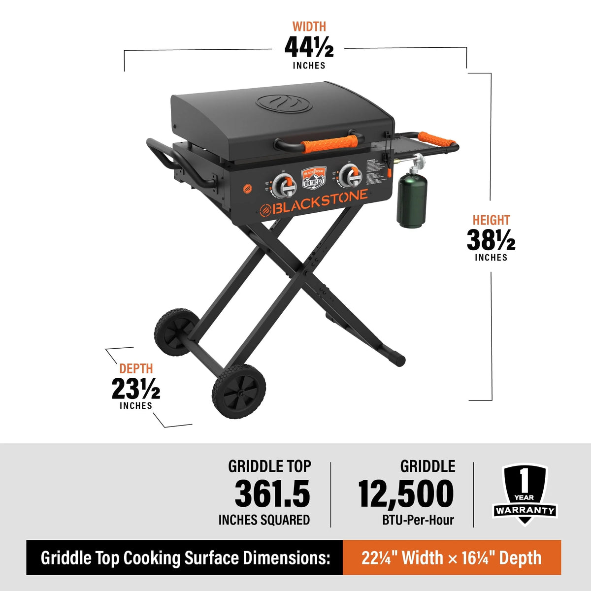Blackstone on the Go 2 - Burner 22" Scissor Cart Griddle with Hood Propane