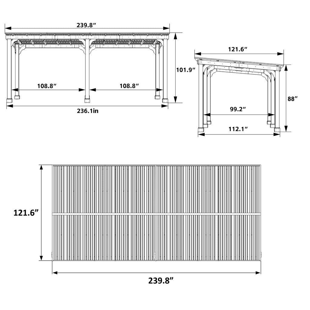 VEIKOUS 8' x 5' Outdoor Hardtop Gazebo, BBQ Grill Gazebo W/ Workstation Shelves for Lawn, Garden, Deck
