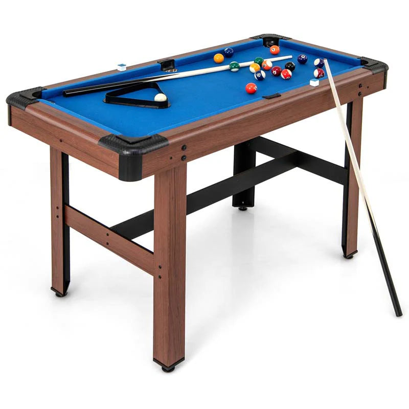 48" Mini Pool Table, Wooden Billiards Table with 16 Balls, 2 Cue Sticks, 2 Chalks, Triangle & Brush for Adults Kids Family Party, Game Room