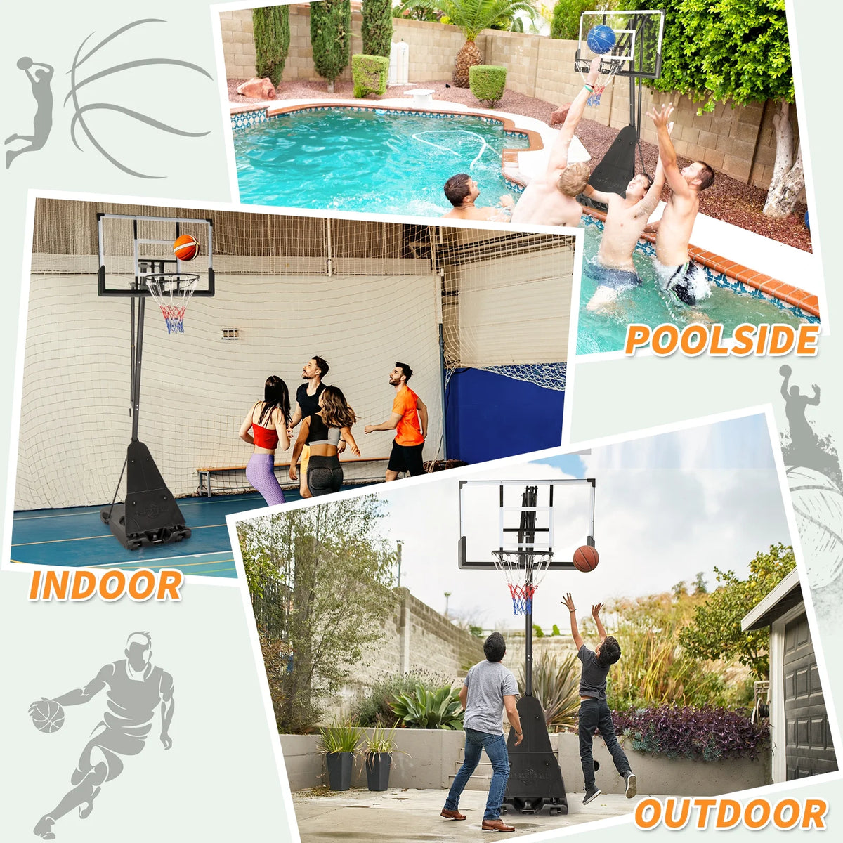 Ktaxon 5.3 - 10ft Adjustable Portable Basketball Hoop with Rebound Plate, 44 - Inch Weatherproof Backboard Indoor Outdoor