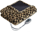 Beautyrest Brushed Long Fur Electric Throw Blanket Ogee Pattern Warm and Soft Heated Wrap with Auto Shutoff 50 in x 60 in Leopard