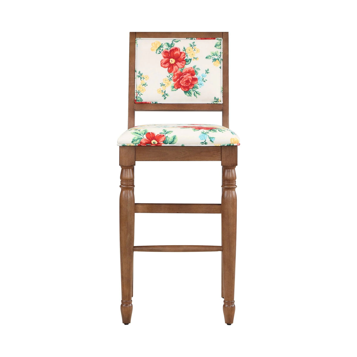 The Pioneer Woman Vintage Floral Bar Stools Made with Solid Wood Frame, Set of 2