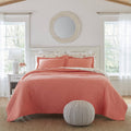 Laura Ashley Solid Quilt Set - Coral - Full/Queen