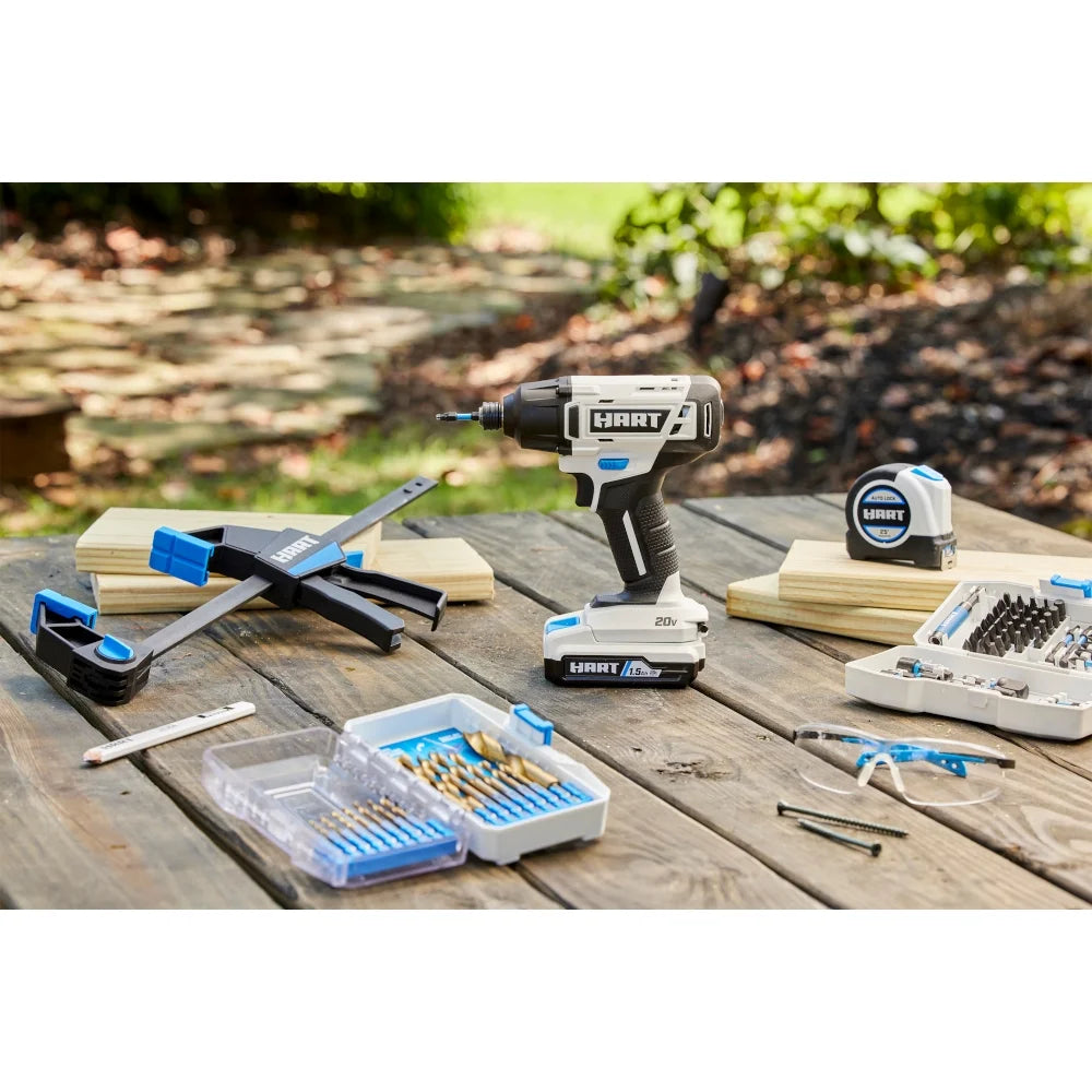 HART 20 - Volt Cordless 1/4" Hex Chuck Impact Driver Kit, (2) 1.5ah Lithium - Ion Batteries, Gen 2