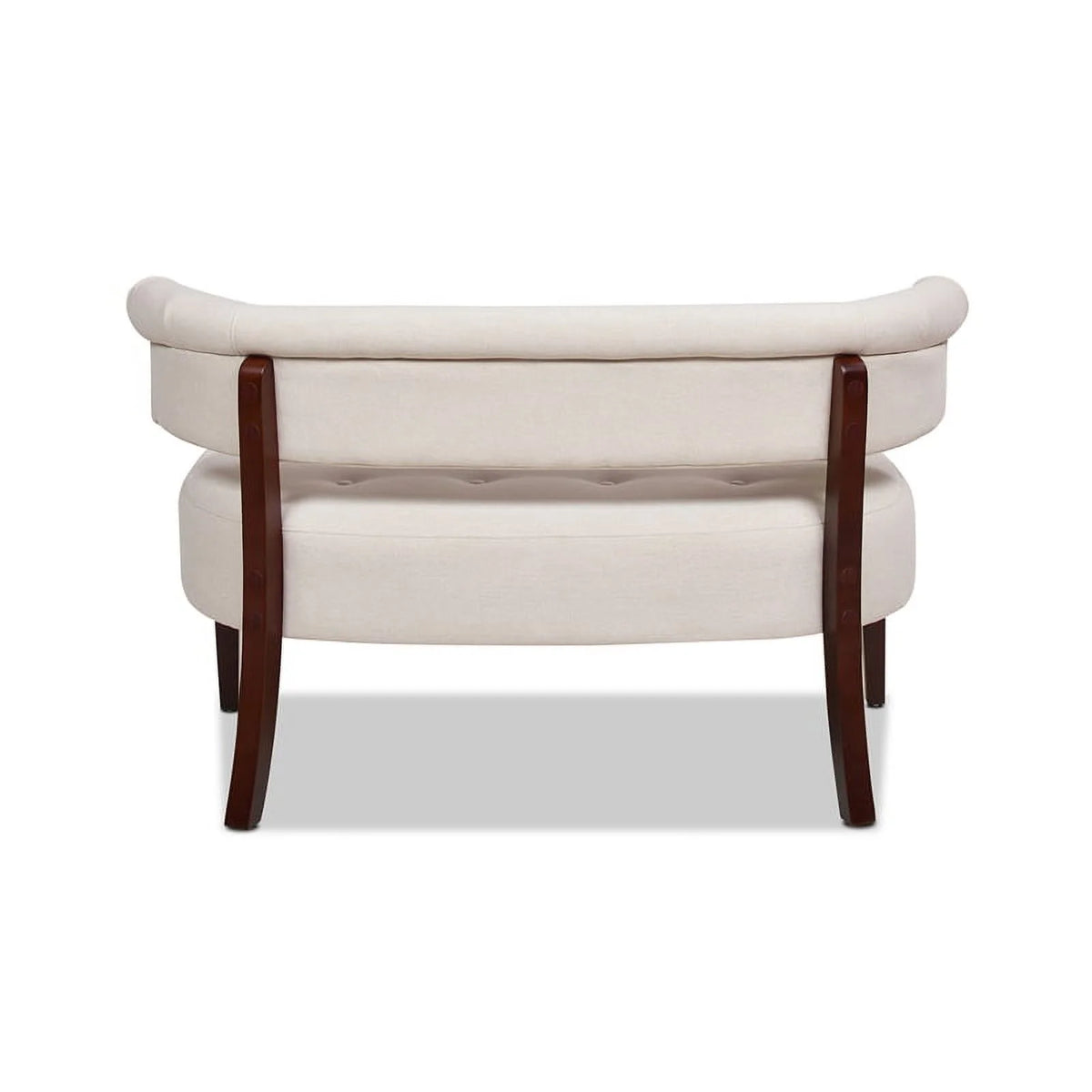 Jennifer Taylor Home Jared Roll Arm Tufted Polyester Fabric Bench, Sky Neutral Beige