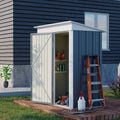 Outsunny 5' x 3' Steel Outdoor Storage Shed, Small Lean-To Shed for Garden, Tools, Tiny Metal Garage with Floor - Dark Grey