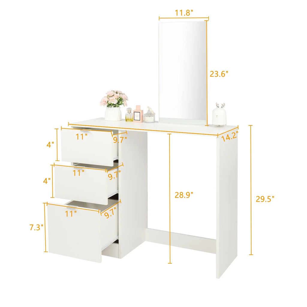 Ktaxon Vanity Set with 3 Color Lighted Mirror, Makeup Table with 6 Drawers, Dressing Table Makeup Desk with Stool, White