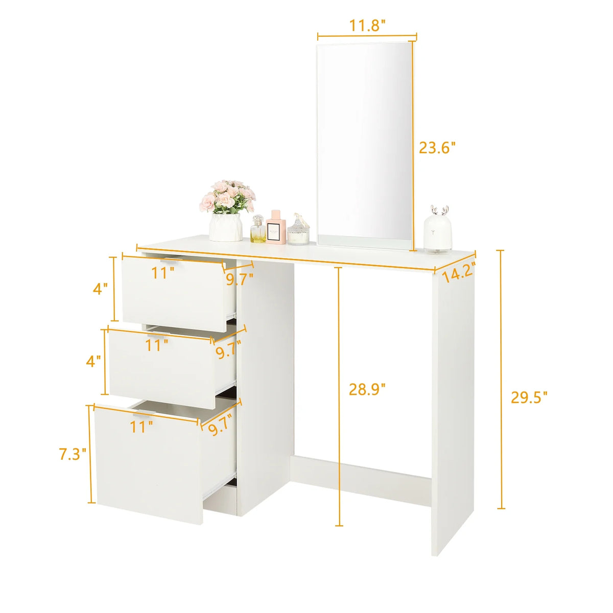 Ktaxon Vanity Set with 3 Color Lighted Mirror, Makeup Table with 6 Drawers, Dressing Table Makeup Desk with Stool, White