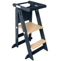 Little Partners Learn 'n Fold Learning Tower Toddler Step Stool in Charcoal w/Natural