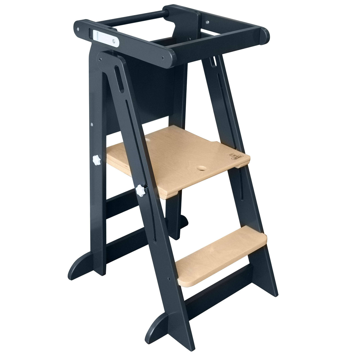 Little Partners Learn 'n Fold Learning Tower Toddler Step Stool in Charcoal w/Natural