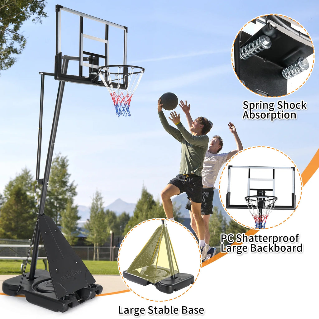 Ktaxon 5.3 - 10ft Adjustable Portable Basketball Hoop with Rebound Plate, 44 - Inch Weatherproof Backboard Indoor Outdoor