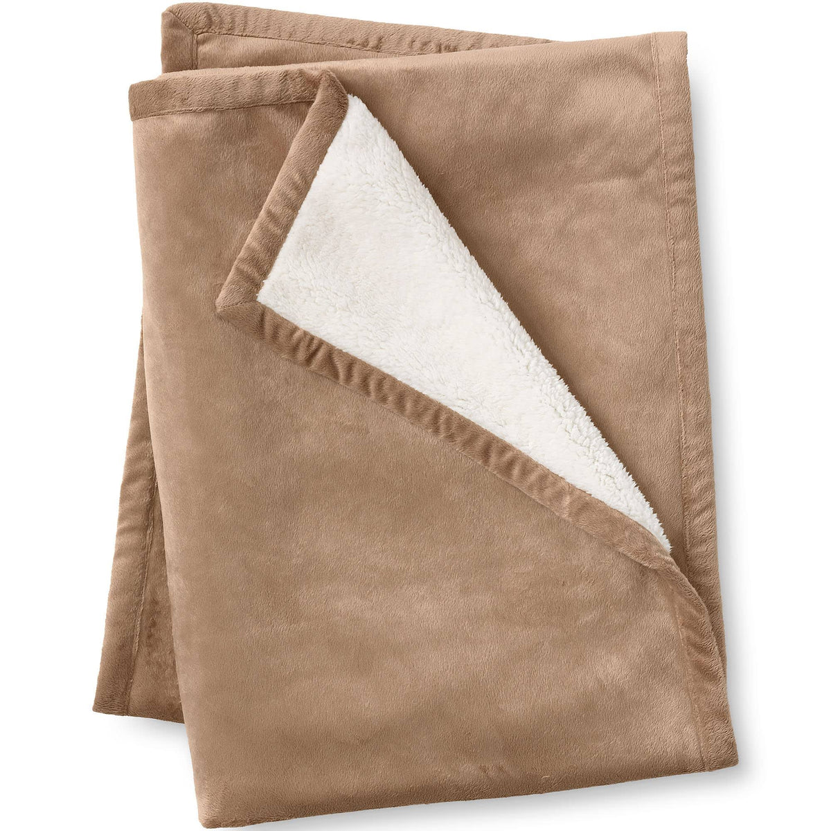Lands' End Sherpa Fleece Throw Rich Camel Regular No Sz
