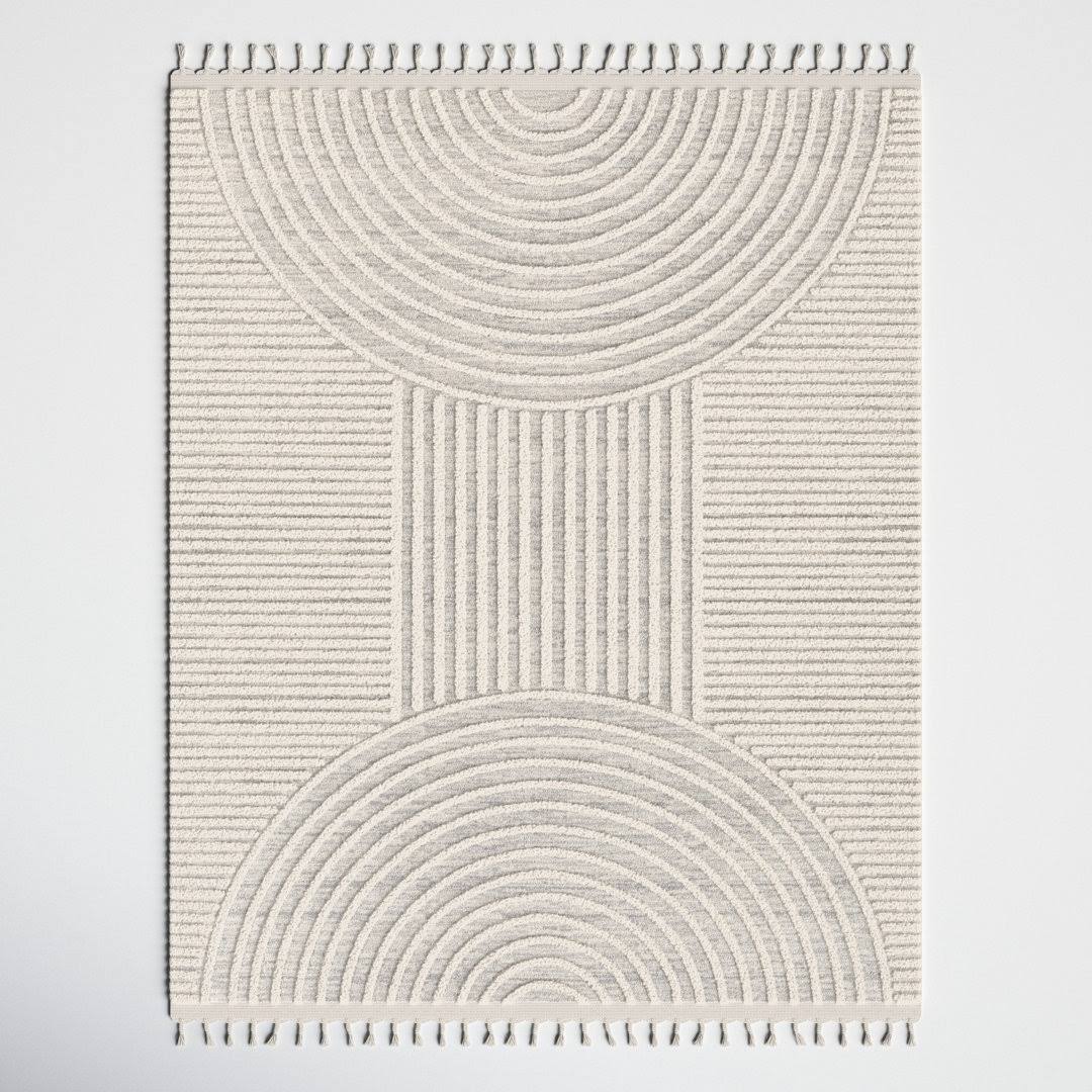 Kristo Abstract Machine Woven Cream Area Rug Joss & Main Rug Size: Rectangle 5'3" x 7'