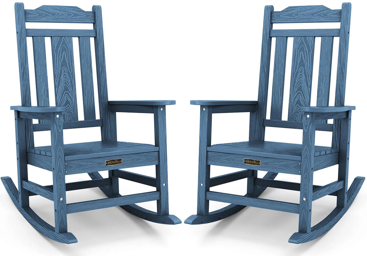 SERWALL Outdoor Rocking Chair Blue Set of 2