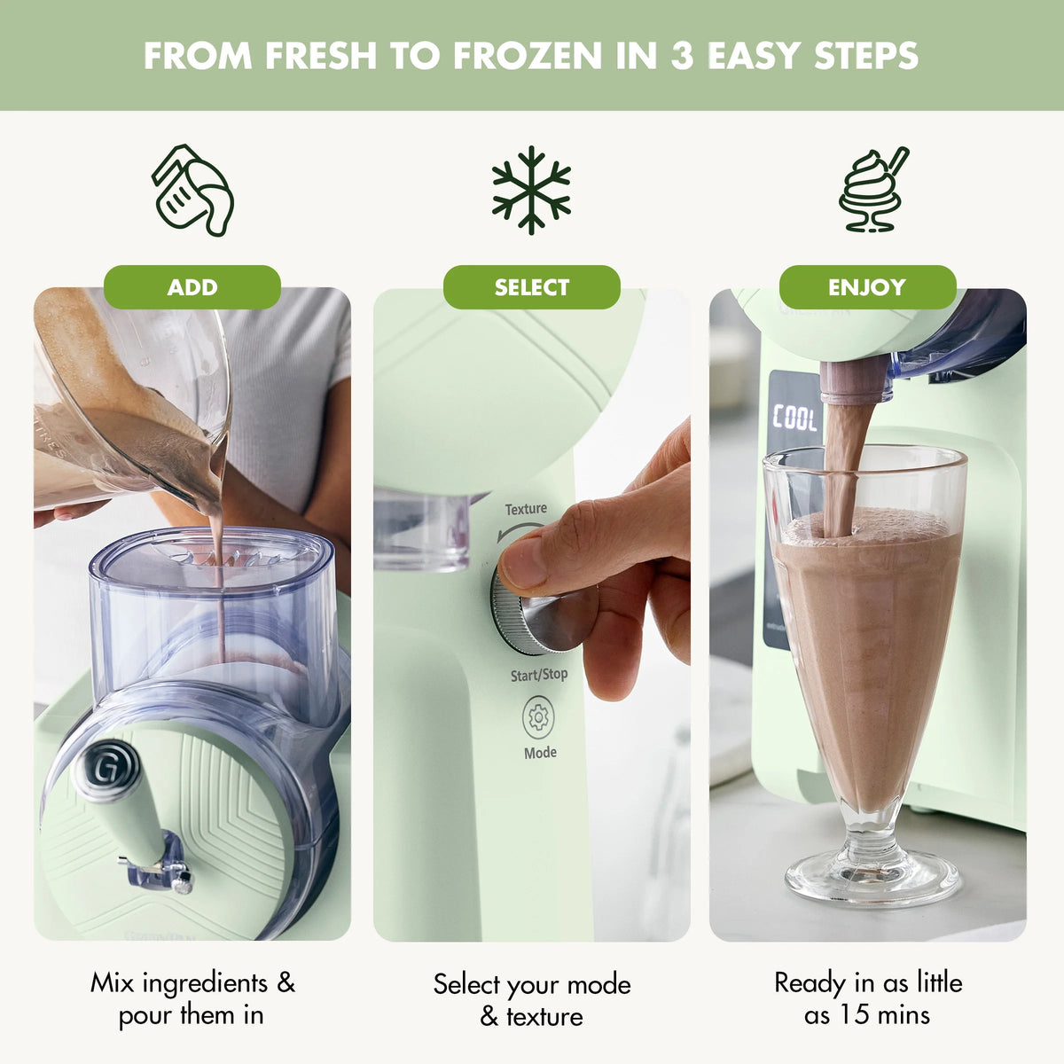 Greenpan Frost 6 Mode, Ice Cream, Frozen Drink, Slushie & Milk Shake Maker, No Freezer Needed, Easy Clean Parts, Gray