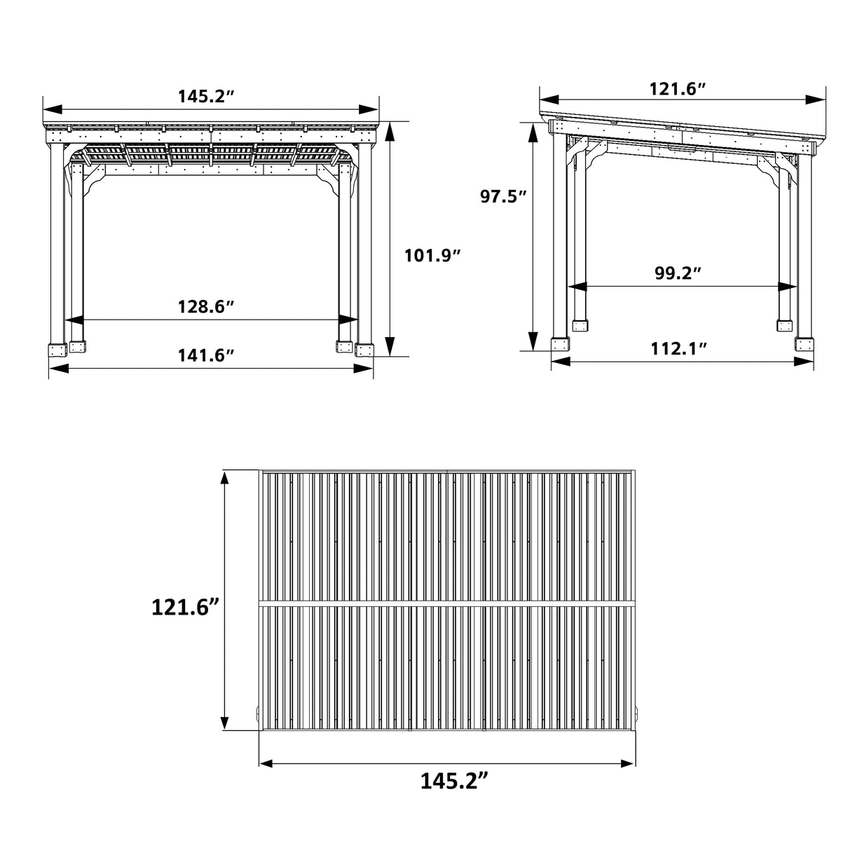 VEIKOUS 8' x 5' Outdoor Hardtop Gazebo, BBQ Grill Gazebo W/ Workstation Shelves for Lawn, Garden, Deck