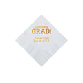 White Congrats Grad Personalized Napkins with Gold Foil - Beverage - Party Supplies - 50 Pieces