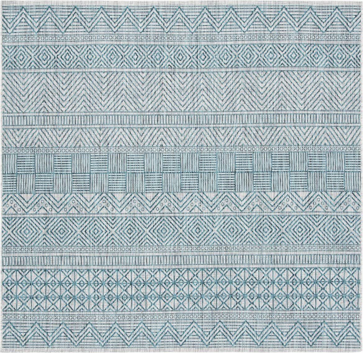 Safavieh Outdoor Cy8196-37612 Courtyard Black / Grey Rug - 4' Square
