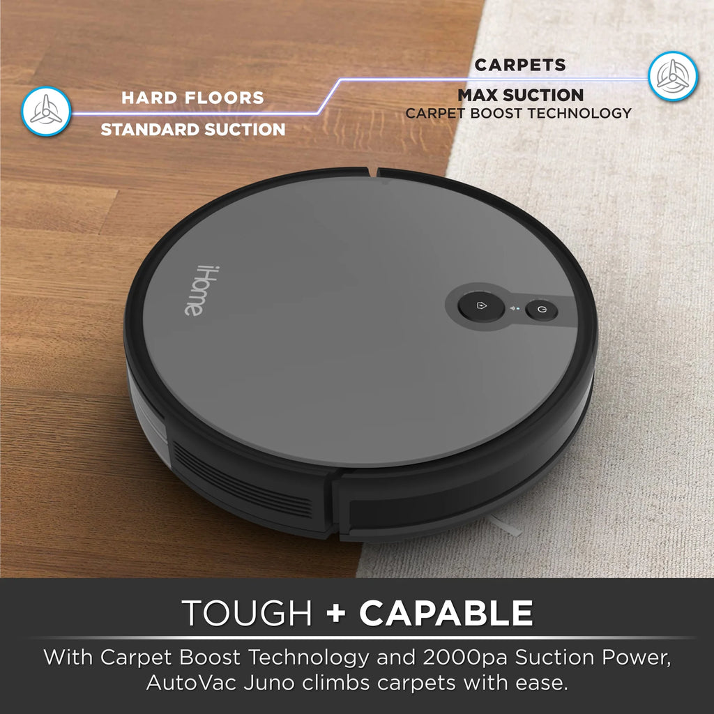 Ihome Autovac Juno Robot Vacuum, Mapping Technology, Strong Suction, 120 Min Runtime, App + Remote Control, New