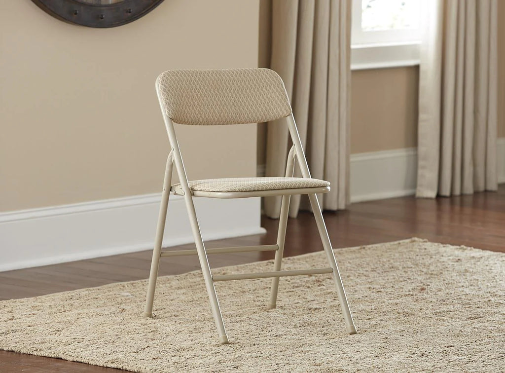 COSCO 5 - Piece Folding Dining Set with Card Table and 4 Fabric Padded Chairs, Tan