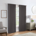 Eclipse Langley 2-Panel Room Darkening Curtains 52 in x 63 in Solid Color Grey, Size: 52 x 63, Gray