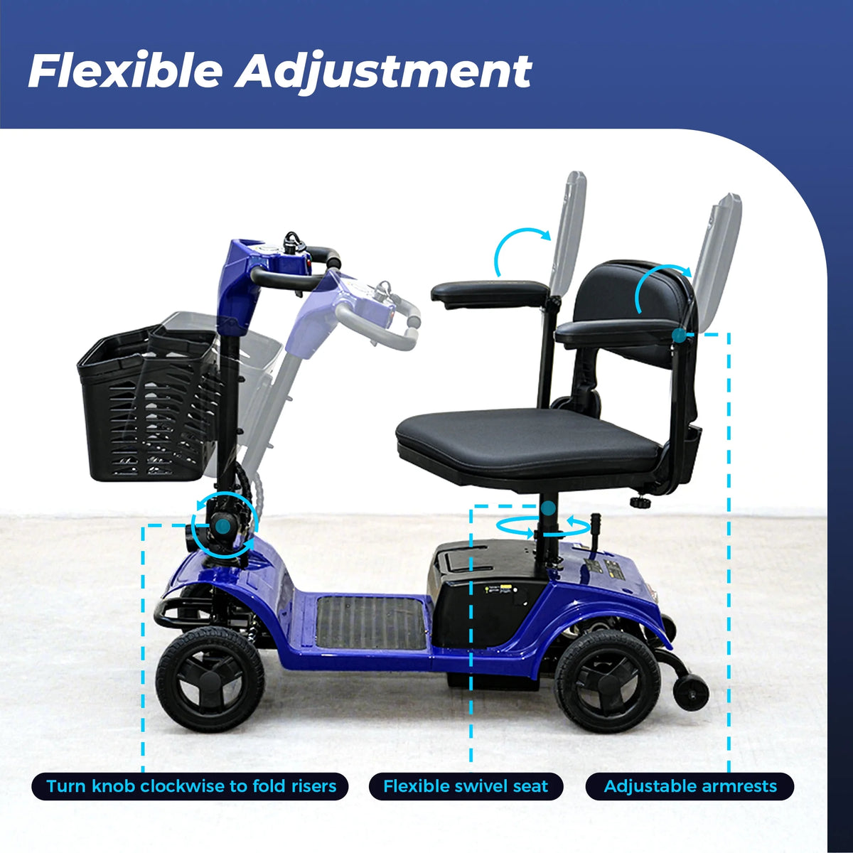 Iscooter 4 Wheel Mobility Scooter for Seniors, Wider Seats & Foldale Electric Wheelchair Device for Travel, Upgraded for Superior Performance, Red