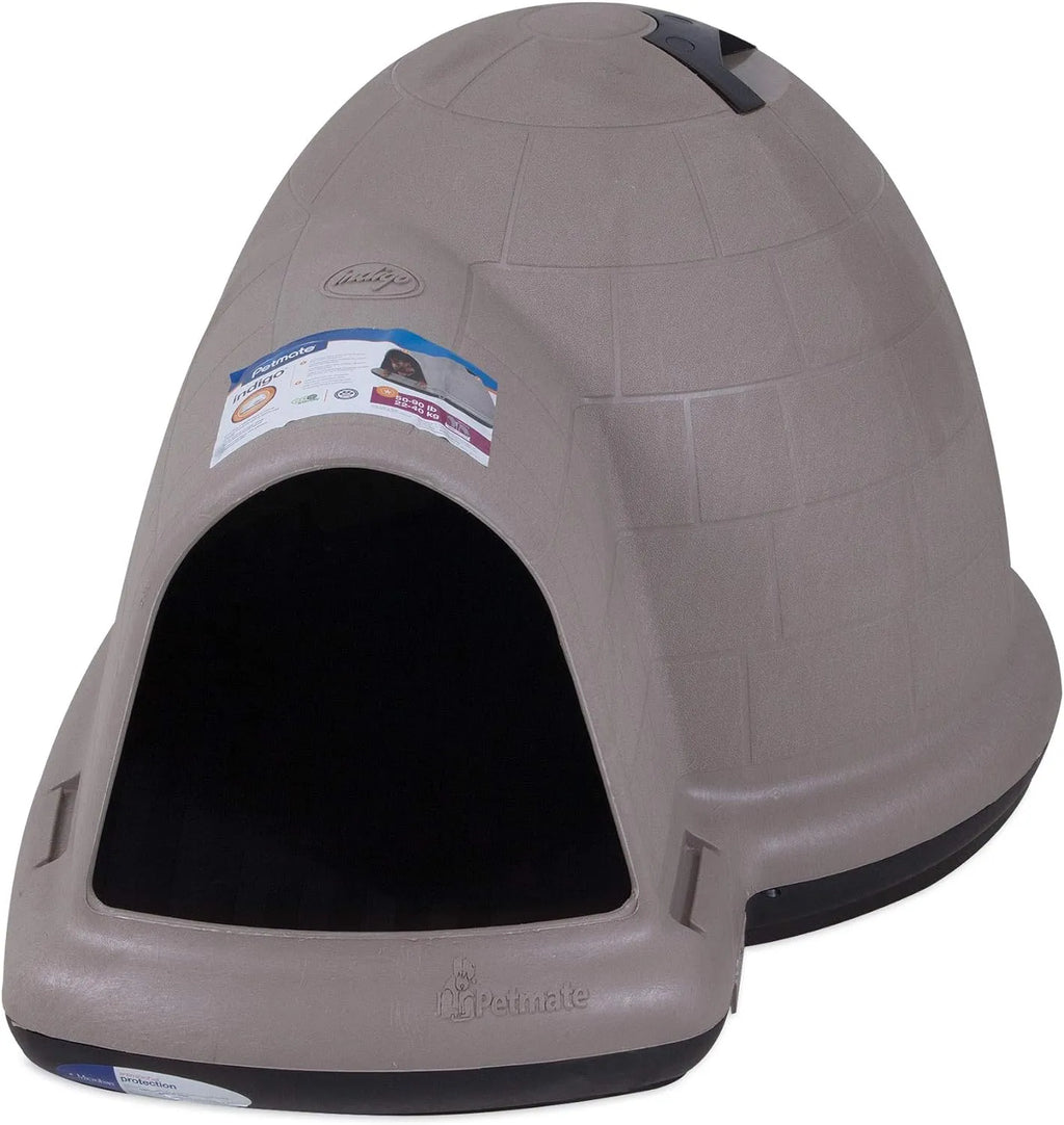 Petmate Indigo Dog House (Igloo Dog House. Made in USA with 90% Recycled Materials. All-Weather Protection Pet Shelter) for XL Dogs -90 to 125 pounds. Made in USA