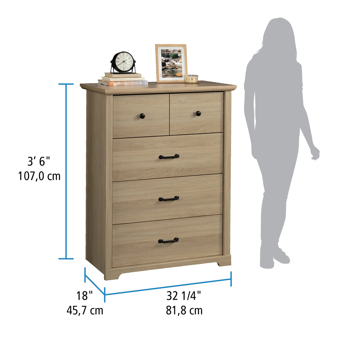 Mainstays Harrington 4 Drawer Dresser, Washed Oak Finish