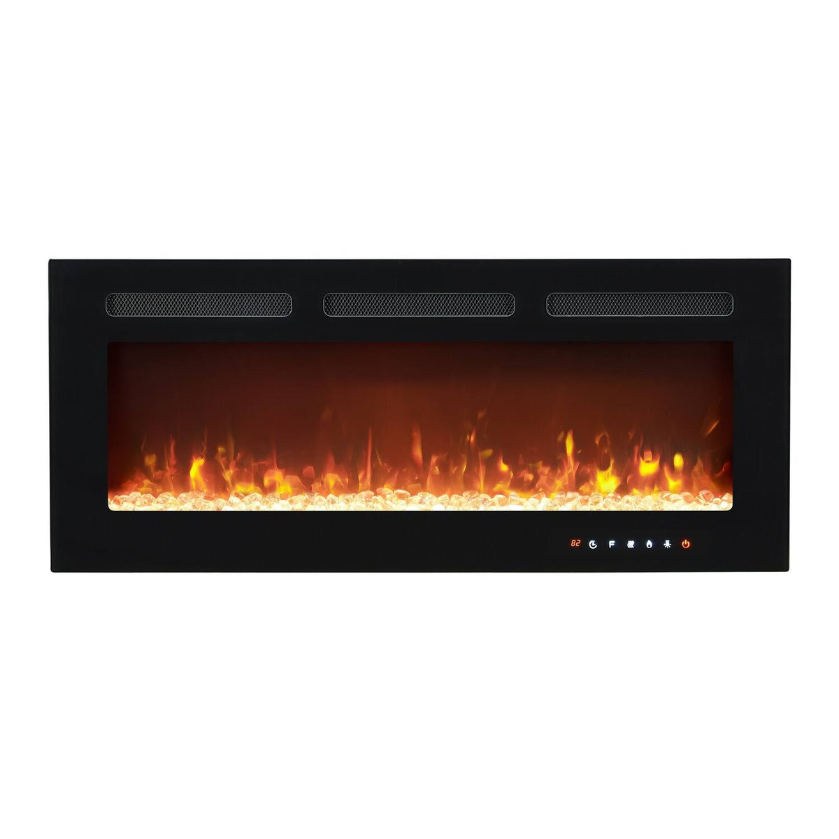 Electric Wall Mounted LED Fireplace Heater with 12 Flame Colors, Touch Screen, Remote Control, Timer, Logset & Crystal Stones - 40 in