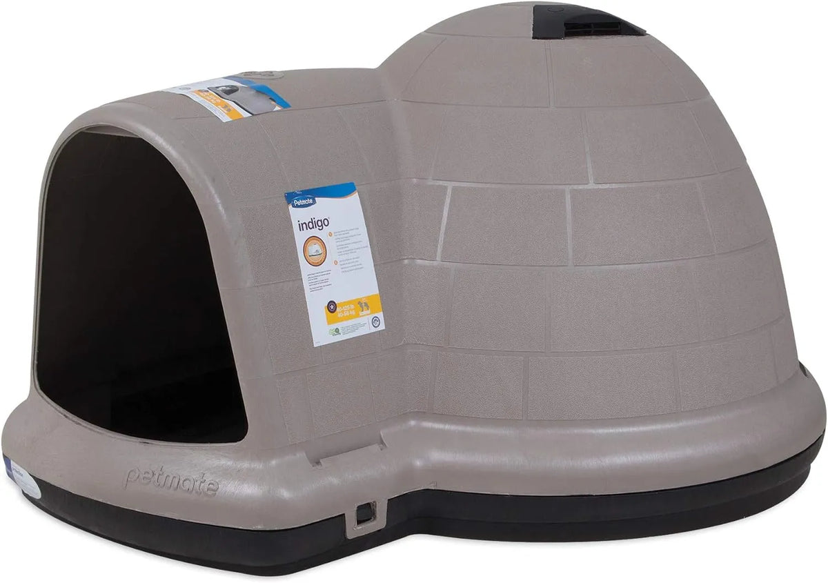 Petmate Indigo Dog House (Igloo Dog House. Made in USA with 90% Recycled Materials. All-Weather Protection Pet Shelter) for XL Dogs -90 to 125 pounds. Made in USA