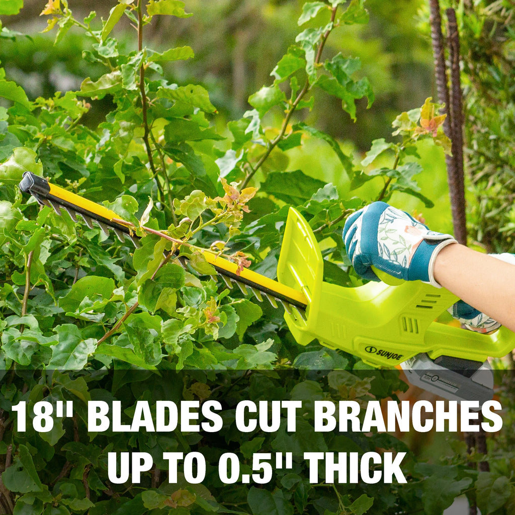 Sun Joe 24V Cordless Garden Combo Kit W/ Leaf Blower, Grass Trimmer, & Hedge Trimmer, 2 x 2.0 - Ah Batteries + Charger