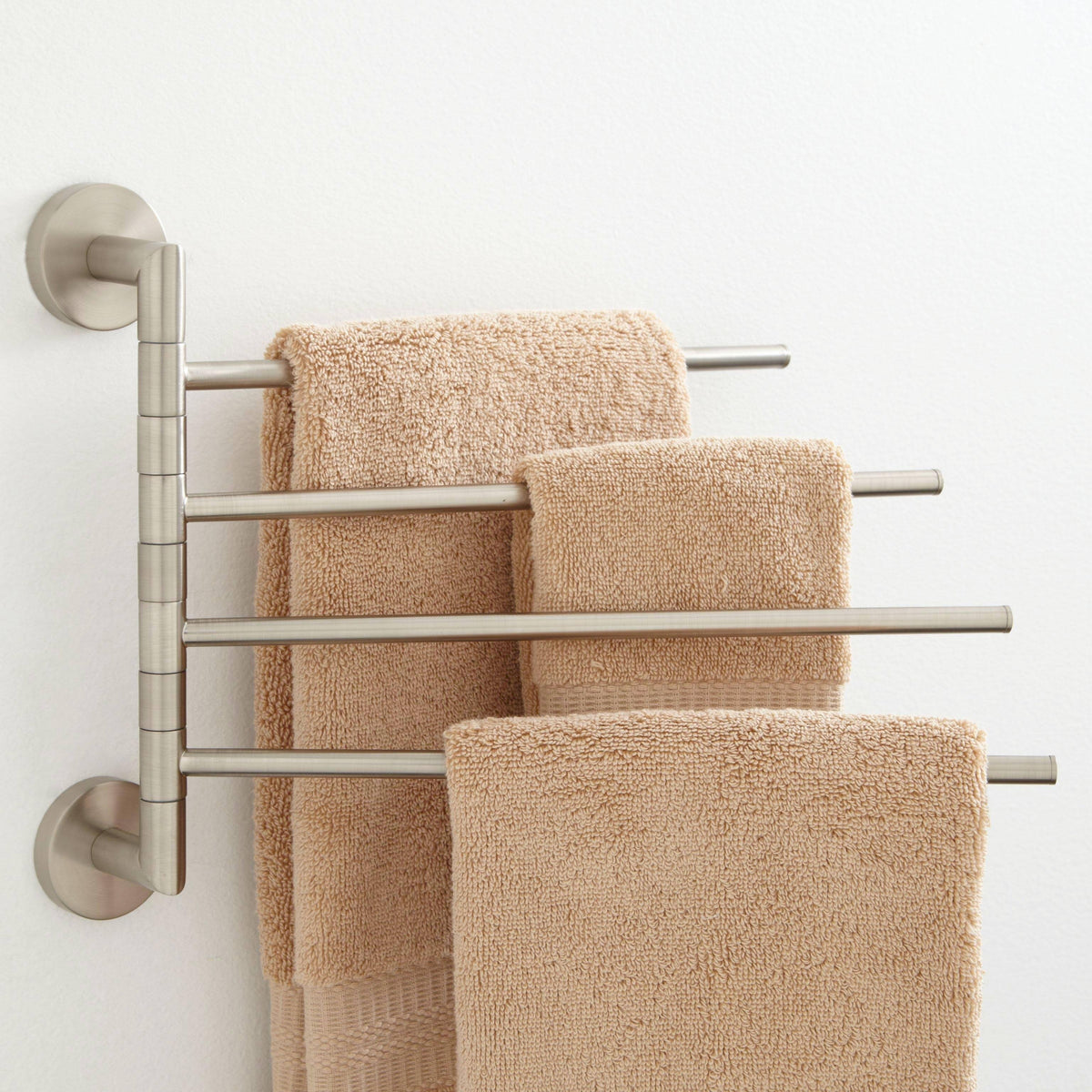 Signature Hardware 921736 Colvin Four Swing Arm Brass Towel Bar - Nickel, Silver