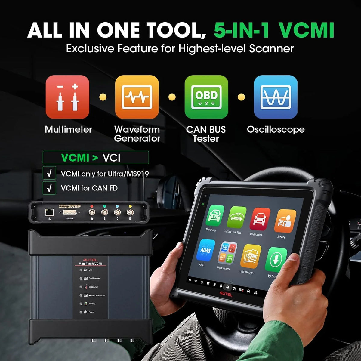 Autel Maxisys Ultra EV OBD2 Scanner, Diagnostic Scan Tool, High Voltage Battery Pack Analysis, Motor Truspeed Repair, Better Ultra MS919 MS909, W/Evdiag Box, ECU Programming, 5 - in - 1 VCMI, 40+ Reset