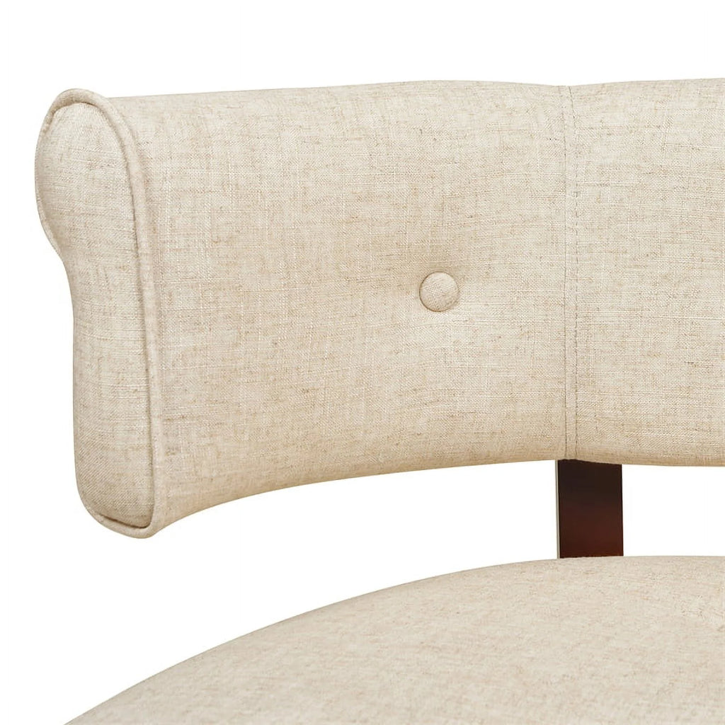 Jennifer Taylor Home Jared Roll Arm Tufted Polyester Fabric Bench, Sky Neutral Beige