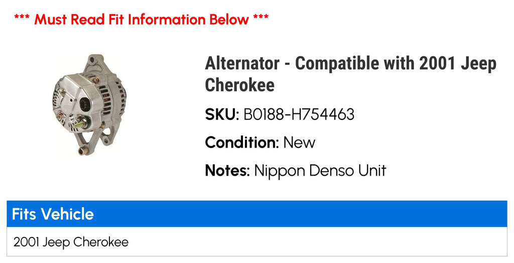 Alternator - Compatible with 2001 Jeep Cherokee
