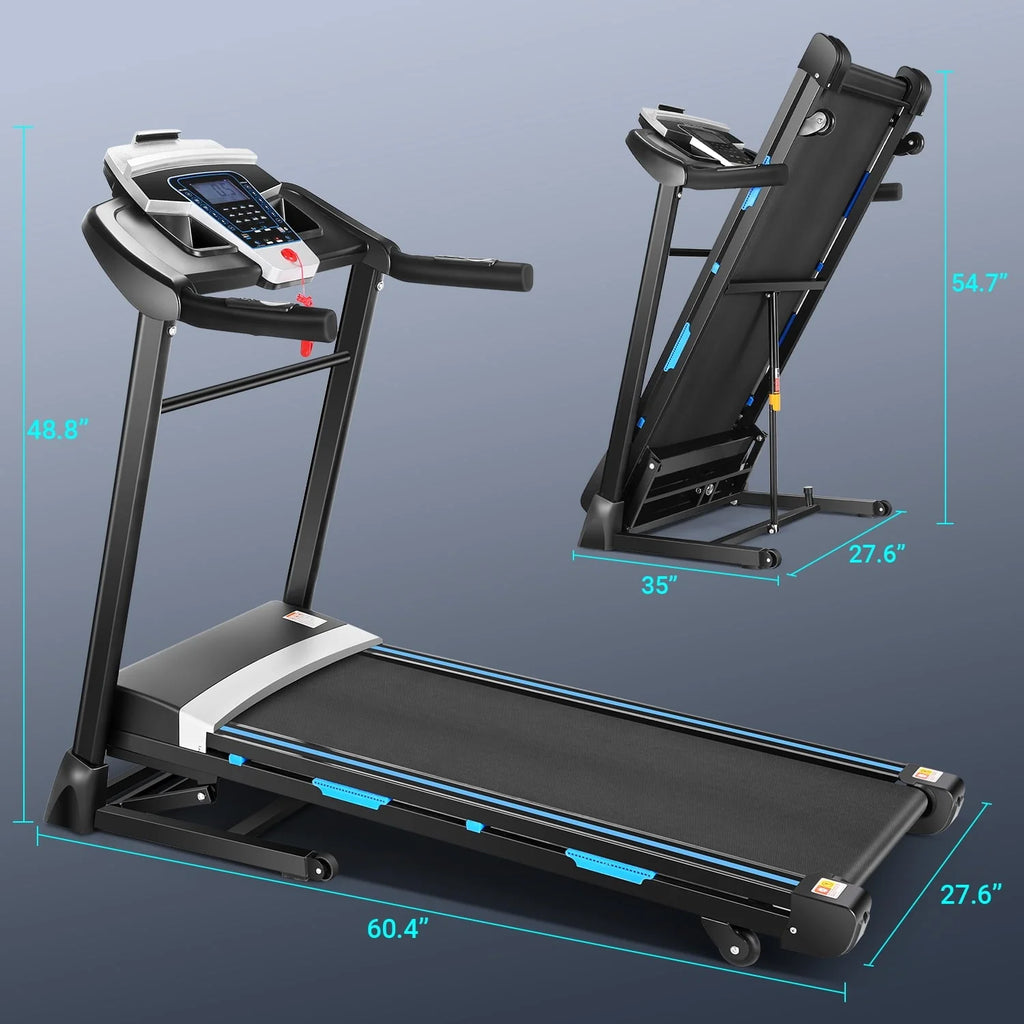 Tikmboex Folding Treadmill with 15% Auto Incline 9.0 Mph Speed 12 Preset Program, Strong 3.25HP Motor Running Machine for Cardio Fitness, Black 300 lb