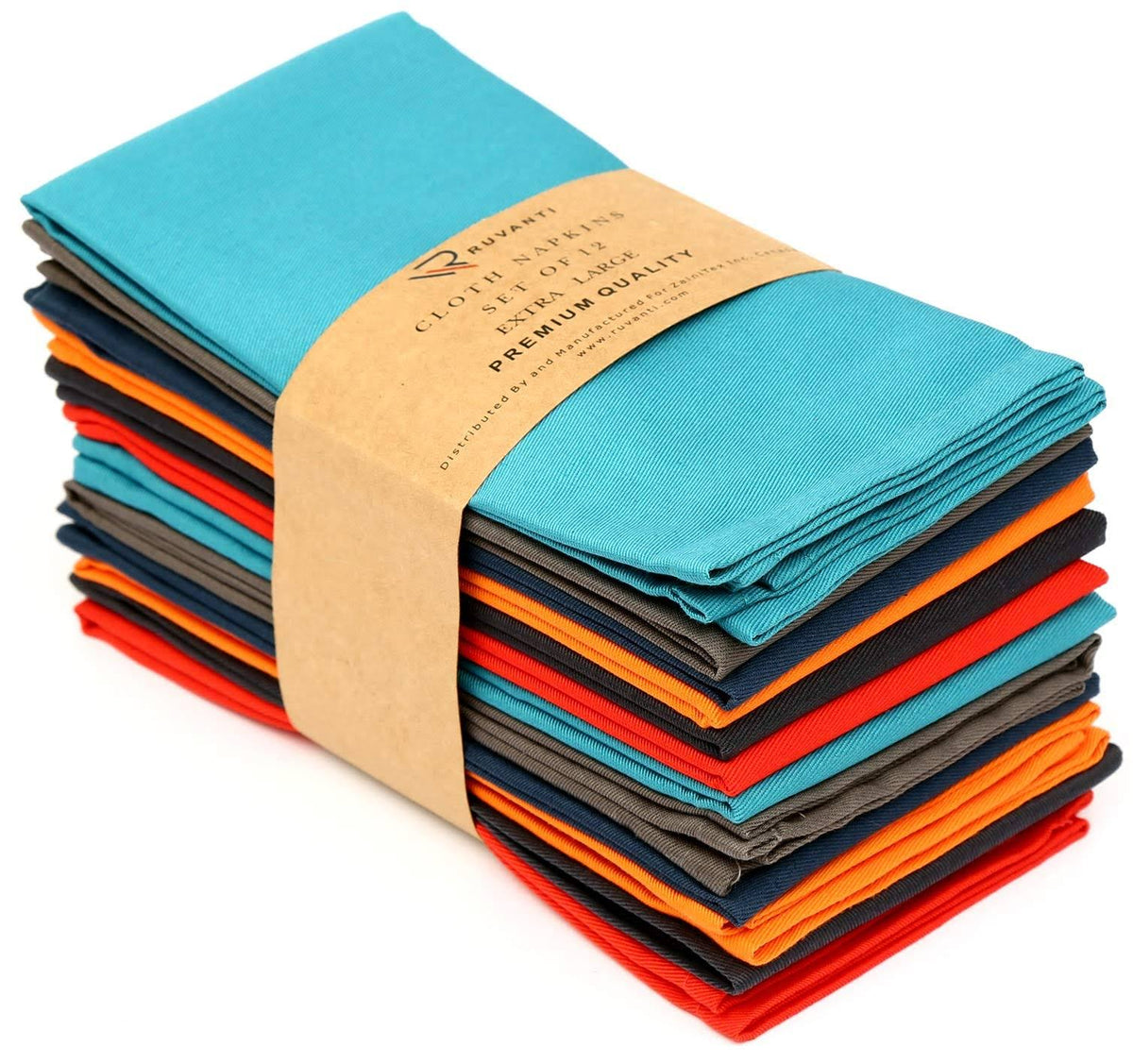 Ruvanti Multi Color Cloth Napkins 12 Pack 18x18 inch Durable Linen Napkins - Soft and Comfortable Reusable Fabric Napkins -Perfect Table NapkinsCotton