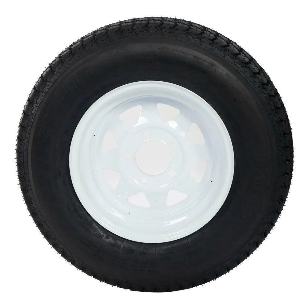 Ktaxon 2PCS Trailer Tires on Rims ST175 - 80D - 13 ST175/80D - 13 6PR H188 5 Lug/4.5" Hole Bolt White Spoke Wheel Tubeless